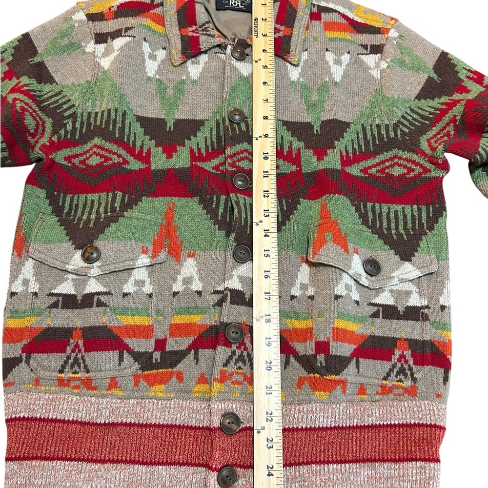 RRL Ralph Lauren Men’s Medium Southwestern Wool Blend Aztec Sweater Jacket $1200 - Picture 10 of 11